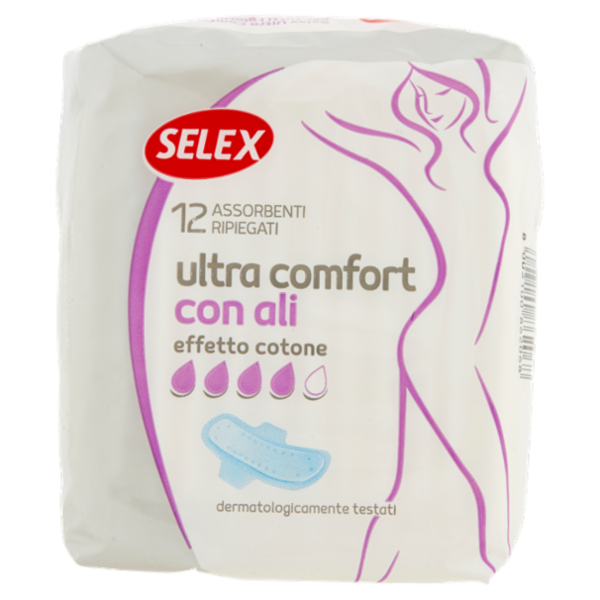 Selex Assorbenti Ultra Confort con Ali Effetto Cotone in Bustine Singole 12 pezzi