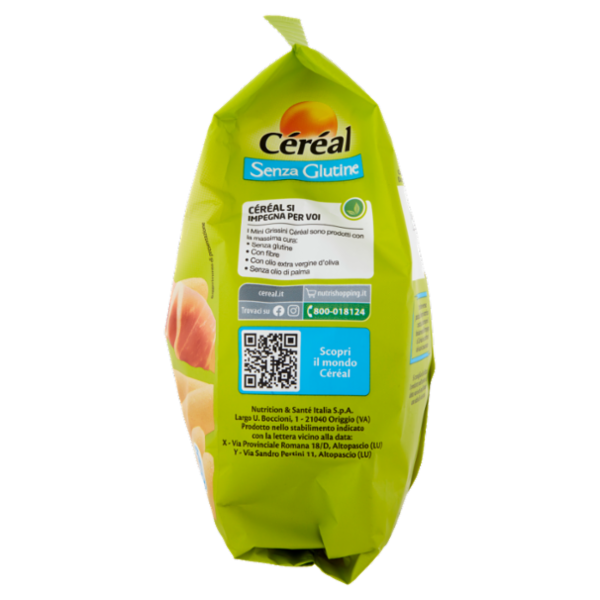 Cèrèal senza glutine Mini Grissini, con Fibre, Con olio EVO, Senza olio di palma - 150g
