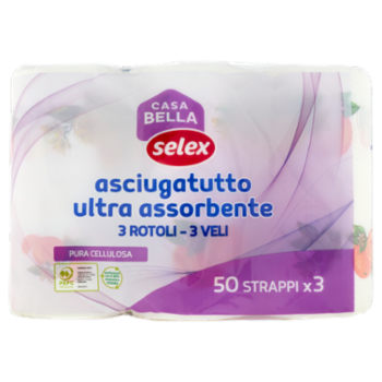 Selex Casa Bella Asciugatutto 3 Veli Ultra 50 Strappi 3 Rotoli