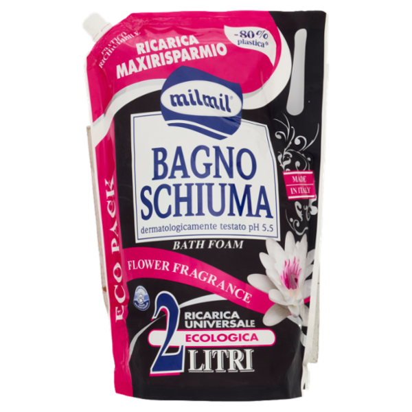 milmil Bagno Schiuma Flower Fragrance Ricarica Universale Ecologica 2 Litri