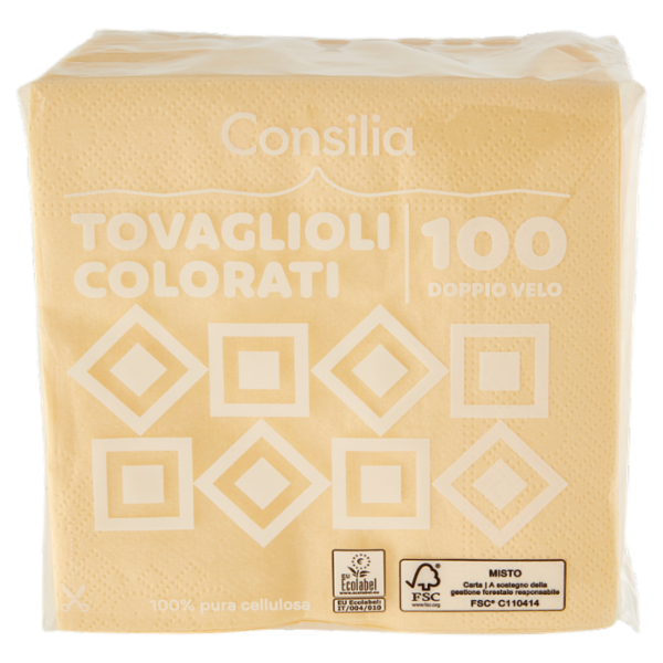 Consilia Tovaglioli 2 Veli 25x25 cm Crema 100 pezzi