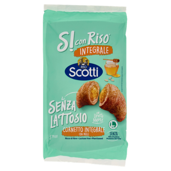 Riso Scotti Si con Riso Senza Lattosio Cornetto Integrale con Miele 5 x 50 g