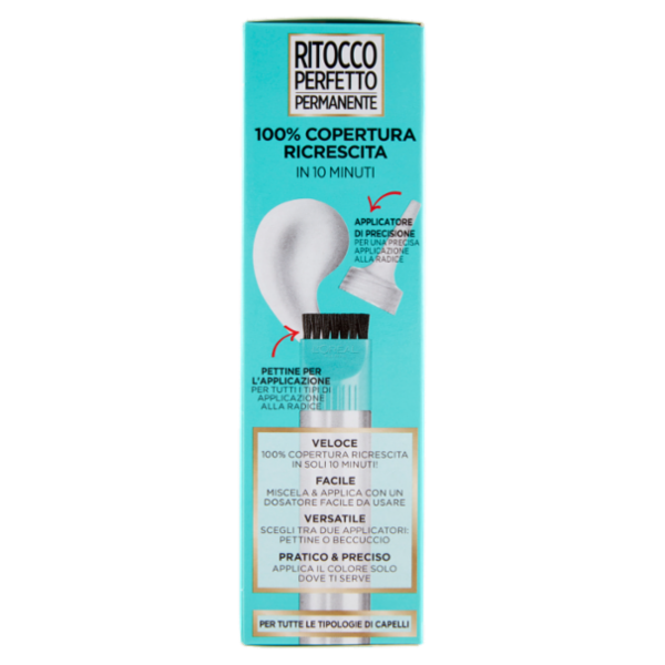 L'Oréal Paris Colorazione Ritocco Perfetto Permanente, 100% Copertura Ricrescita Nero