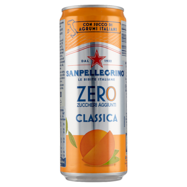 SANPELLEGRINO Classica Zero Zuccheri Aggiunti, Lattina 33 cl