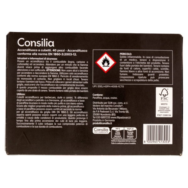 Consilia Accendifuoco Cubetti 40 pezzi