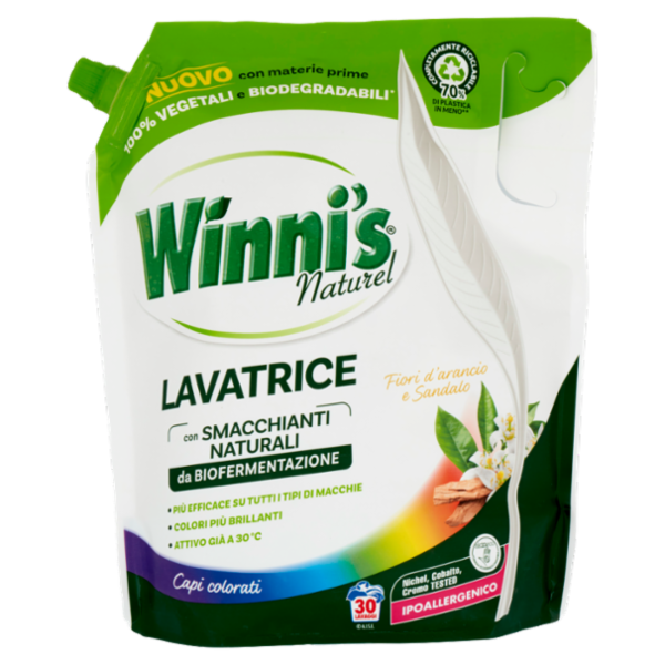 Winni's Naturel Lavatrice Capi colorati Fiori d'arancio e Sandalo pouch 30 Lavaggi 1,35 l