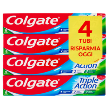 Colgate Dentifricio Triple Action Protezione Carie 4x75 Ml
