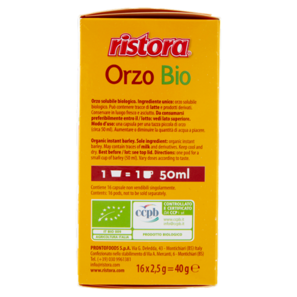ristora Orzo Bio Capsule compatibili con macchine Lavazza a Modo Mio* 16 x 2,5 g