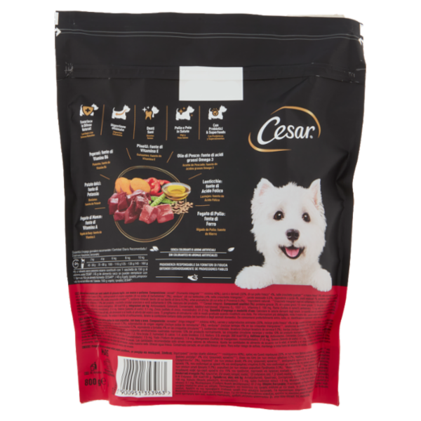 Cesar Cibo Secco Cani Manzo Pollame Verdure 800 g