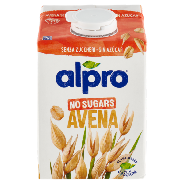 Alpro Senza Zuccheri Avena, Bevanda 100% Vegetale, Basso Contenuto di grassi, Senza Lattosio, 500ml
