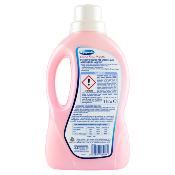 IL GIGANTE Detersivo Bucato Capi Delicati Gocce di Rosa e Mughetto 1 litro