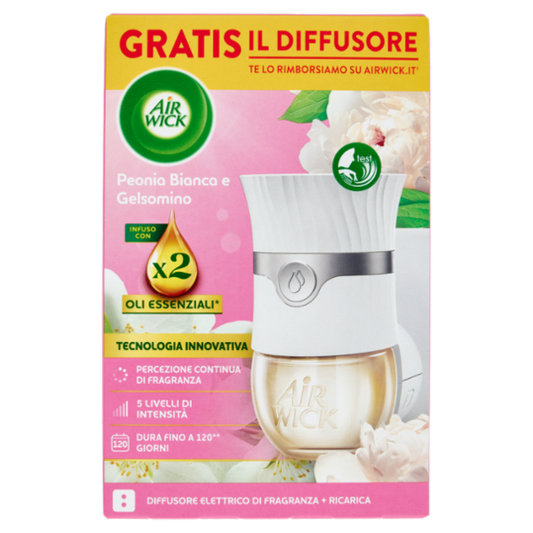 Air Wick Diffusore di Fragranza con oli essenziali Peonia Bianca e Gelsomino 19 mL