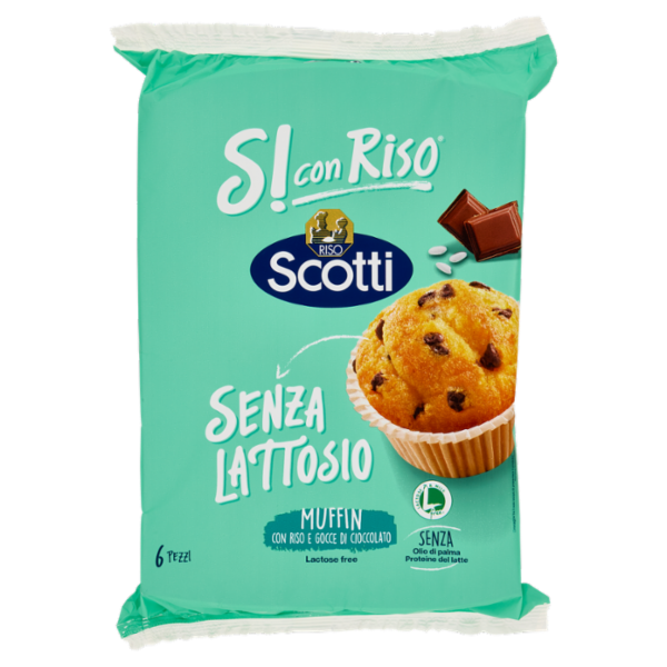 Riso Scotti Si con Riso Senza Lattosio Muffin con Riso e Gocce di Cioccolato 6 x 37 g