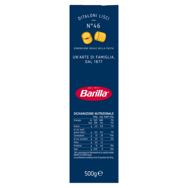 Barilla Pasta Ditaloni Lisci n.46 500g