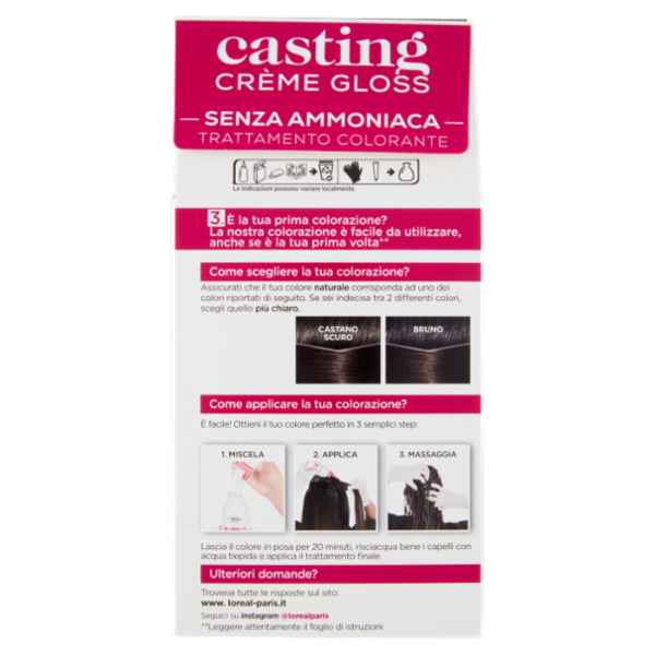 L'Oréal Paris Tinta Capelli Casting Creme Gloss, Senza Ammoniaca, 300 Castano Scuro