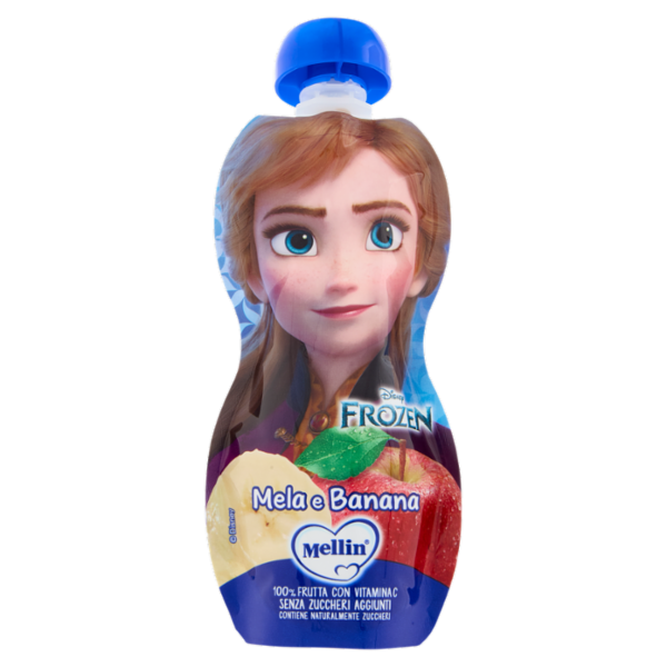 MELLIN Disney Frozen Anna Merenda di Frutta 100% con Vit C, Mela e Banana, dal 9° mese, 110g