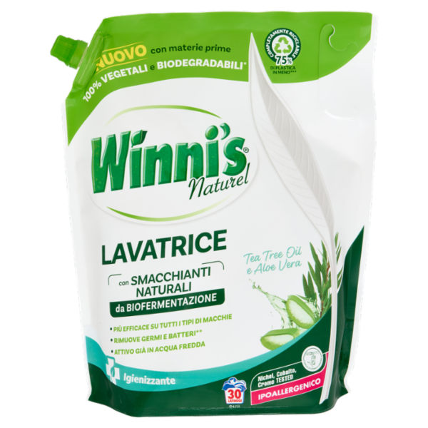 Winni's Naturel Lavatrice Igienizzante Tea Tree Oil e Aloe Vera pouch 30 Lavaggi 1,35 L