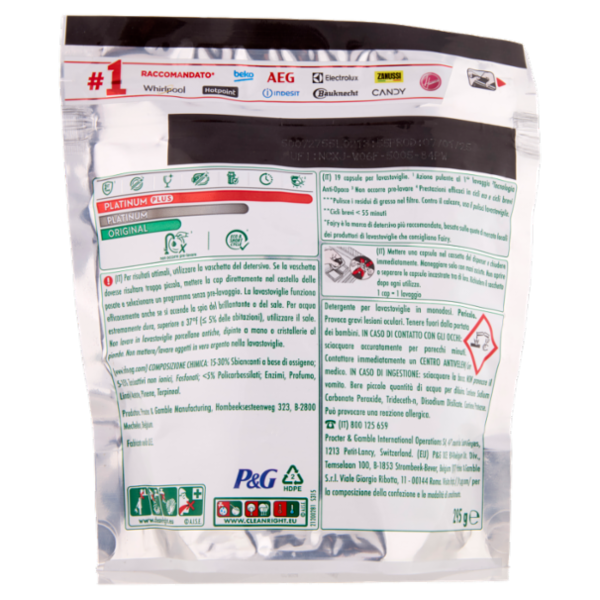 Fairy Pastiglie Lavastoviglie Platinum Plus All in One, Detersivo Piatti Limone, 19 Capsule 295 g