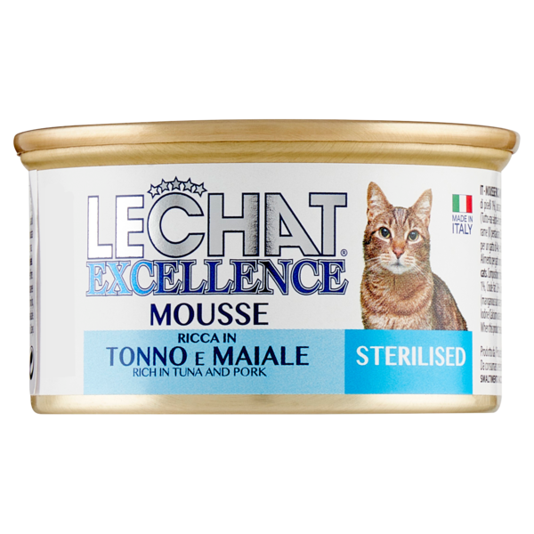 LeChat Excellence Sterilised Mousse Ricca in Tonno e Maiale 85 g