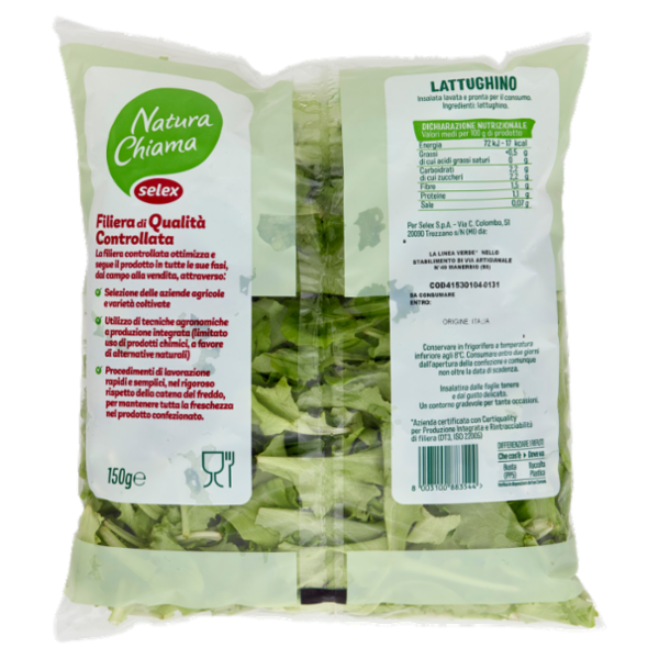 Selex Natura Chiama Lattughino Lavato e Pronto per il Consumo 150 g