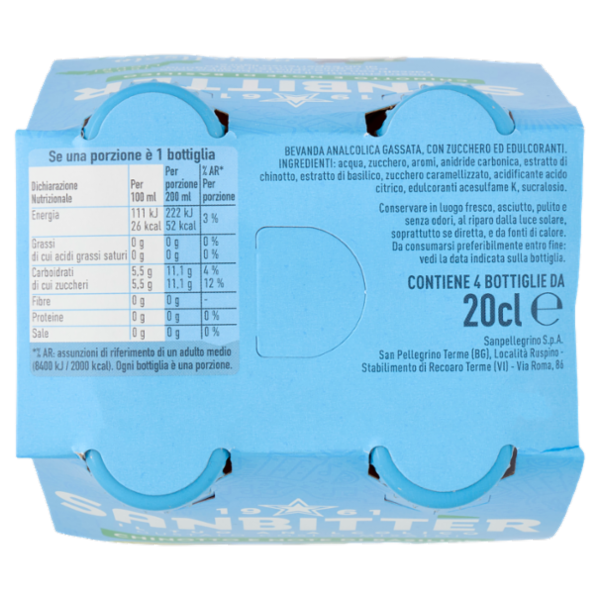 Sanbittèr, Chinotto e note di Basilico, Aperitivo Analcolico - 4 x 200ml