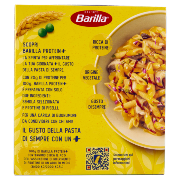 Barilla Protein+ Penne Rigate, Pasta Ricca di Proteine di Origine Vegetale, 400 g