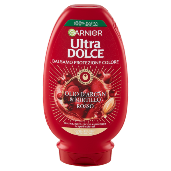 Garnier Ultra Dolce Balsamo all'Olio di Argan e Mirtillo Rosso per capelli trattati o colorati 200ml