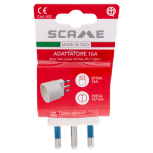 Scame Adattatore 16A Spina 16A, Presa 10/16A, 2P+T 250V