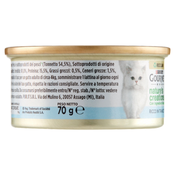 PURINA GOURMET Nature's Creations Ricco in Trancetti di Tonnetto Naturale in Salsa 70 g