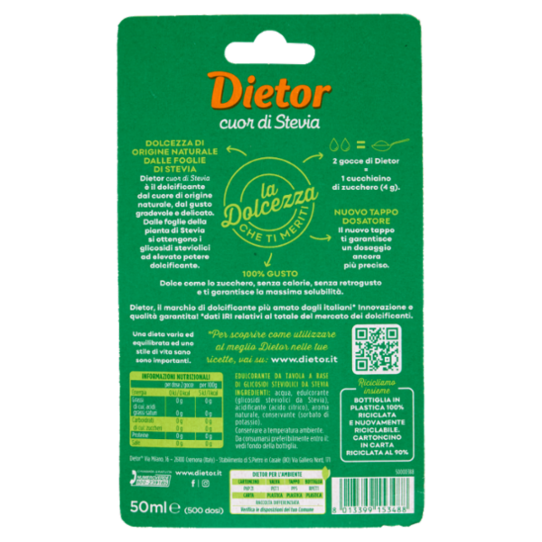 Dietor cuor di Stevia Zero Calorie 50 ml