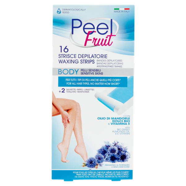 Peel Fruit 16 Strisce Depilatorie Body Pelli Sensibili + 2 Salviette