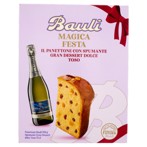 Bauli Magica Festa Panettone Bauli 700 g + Spumante Gran Dessert Dolce Toso 75 cl