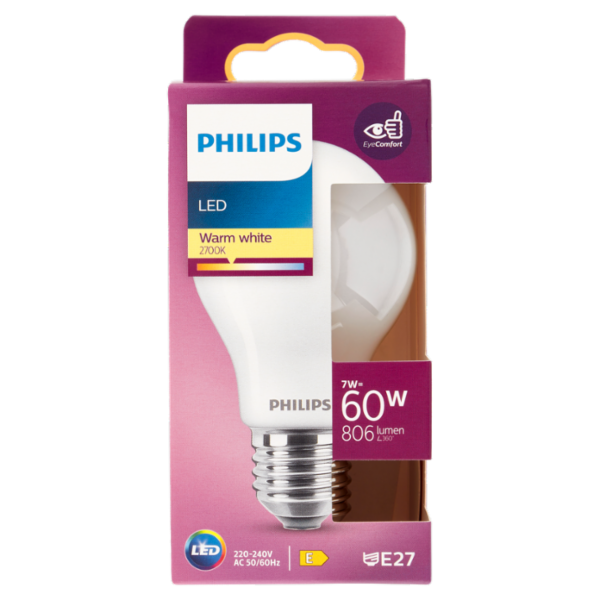 Philips Led goccia vetro 60W E27 2700K