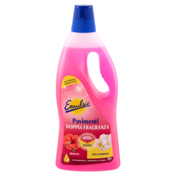 Emulsio Detergente Igienizzante Pavimenti Doppia Fragranza Ibisco Gelsomino 750 ml
