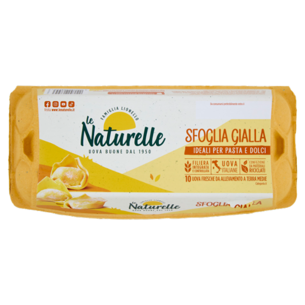 le Naturelle Sfoglia Gialla 10 Uova Fresche da Allevamento a Terra Medie