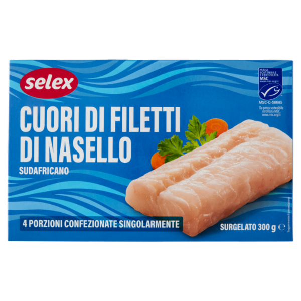 Selex Cuori di Filetti di Nasello Surgelati 300 g