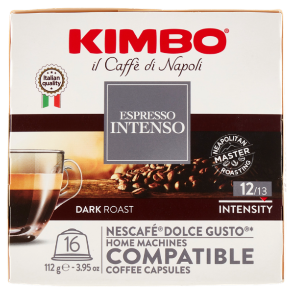 Kimbo Espresso Intenso Capsule Compatibili con le Macchine Nescafé Dolce Gusto* 16 x 7 g