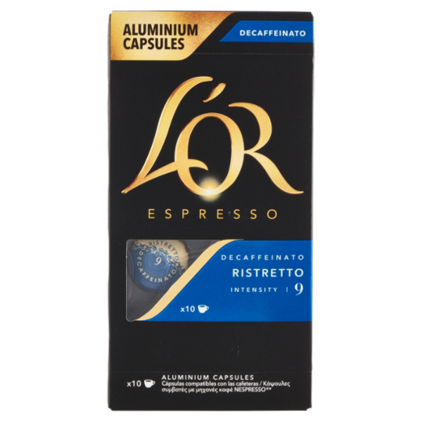 L'Or Espresso Decaffeinato Ristretto 9- 10 Capsule Caffè Comp. con Macchine Nespresso*® Original 52g