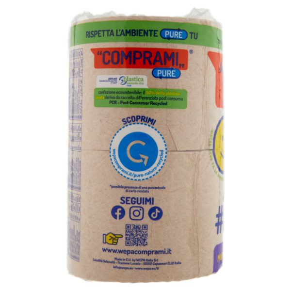 Comprami Pure Carta Igienica #100% Cartone* Riciclato Maxirotoli 4 pz