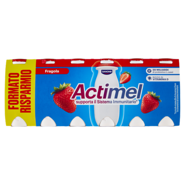 ACTIMEL, Yogurt da Bere con Vit B6 e D per il Sistema Immunitario, gusto Fragola, 12X100G