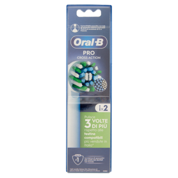 Oral-B Testine di Ricambio Pro Cross Action Bianche Spazzolino Elettrico Denti Ricaricabile 2 pz