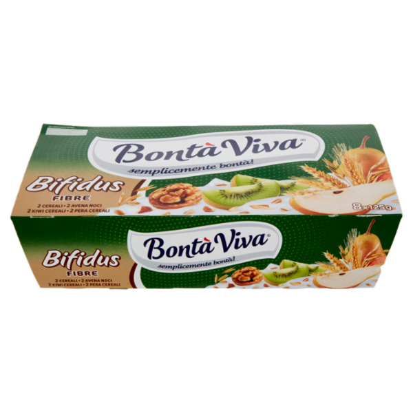Bontà Viva Bifidus Fibre 2 Cereali - 2 Avena Noci - 2 Kiwi Cereali - 2 Pera Cereali 8 x 125 g