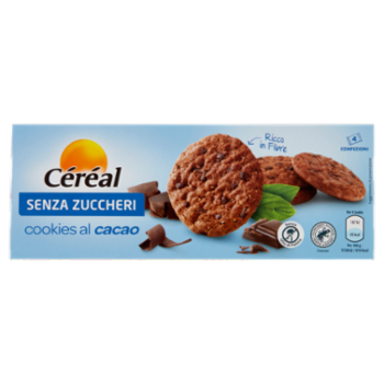 Céréal Senza Zuccheri Cookies Al Cacao Senza Olio Di Palma Ricco In Fibre 4 Confezioni Monodose 130g