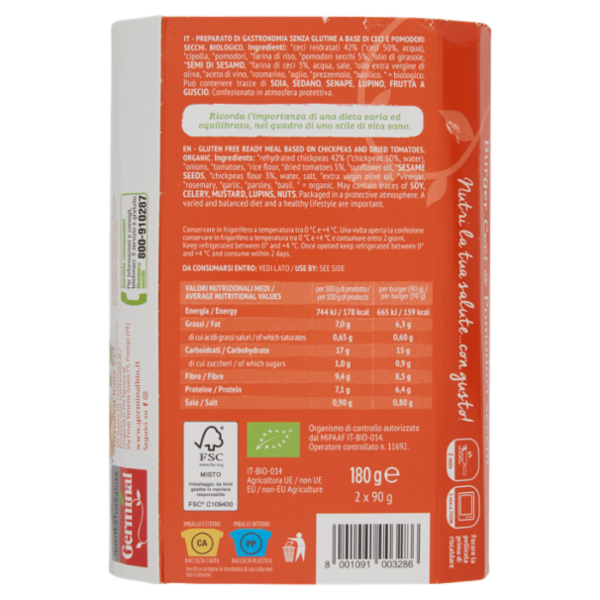 Germinal Bio Burger Ceci & Pomodori secchi 2 x 90 g