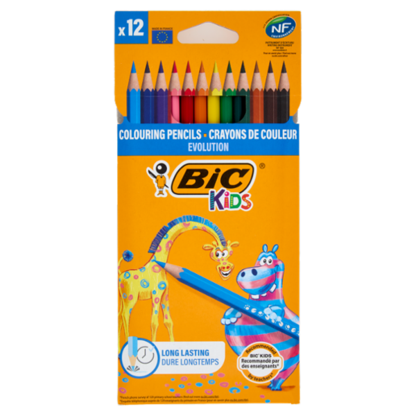 Bic Kids Evolution Matite Per Colorare, Colori Assortiti, 12 pezzi