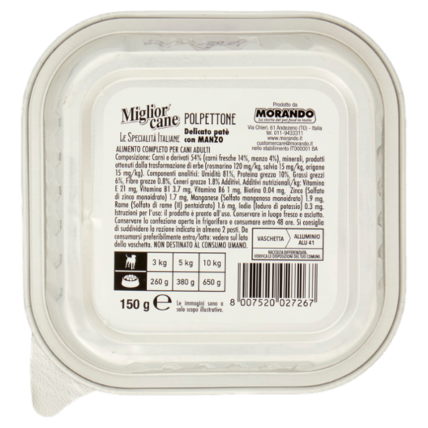 Migliorcane Le Specialità Italiane Polpettone con Manzo 150 G