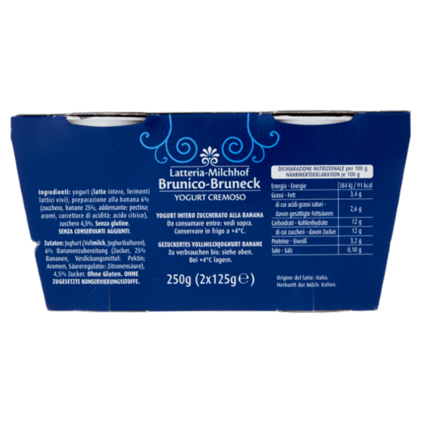 Latteria Brunico Yogurt Cremoso Frutta Frullata Banana 2 x 125 g