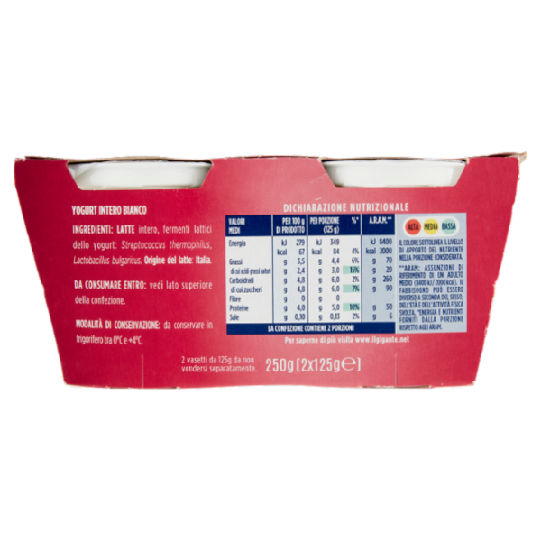 IL GIGANTE Yogurt Bianco Intero 2 x 125 g