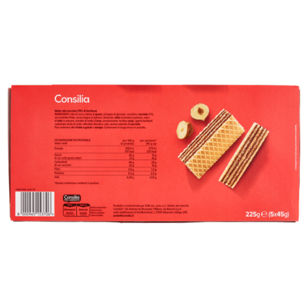 Consilia Wafer alla Nocciola 5x45 g
