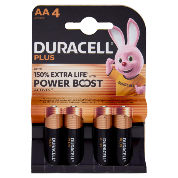 Duracell Plus AA 4 Stilo / Mignon Alcalina 1.5V MN1500 4 pz